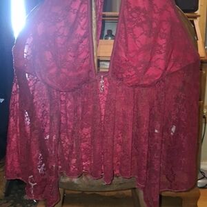 SHEIN Red Lace Dress